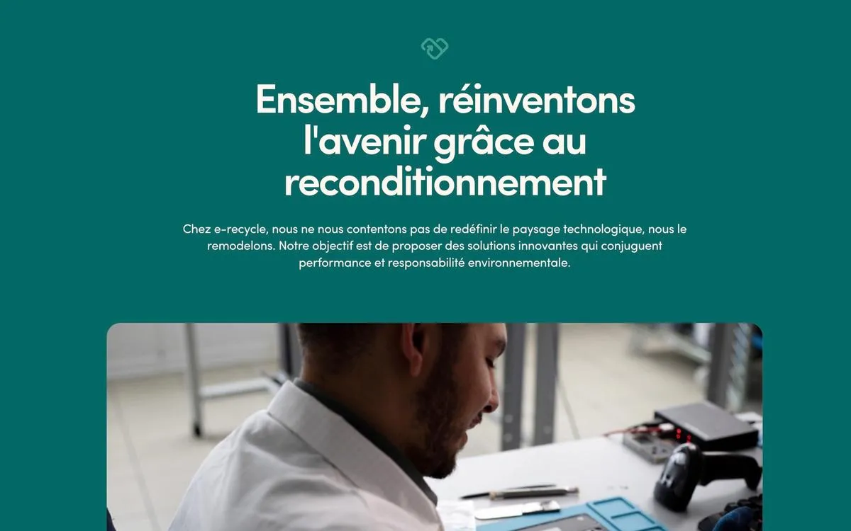 La page d’accueil du site eRecycle Groupe